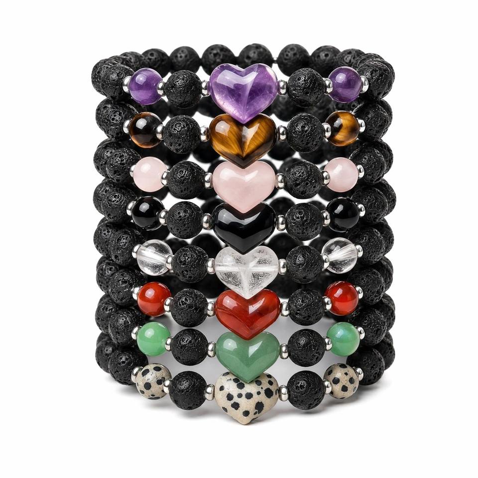 Lava Rock Heart Crystal Bracelet product image 6